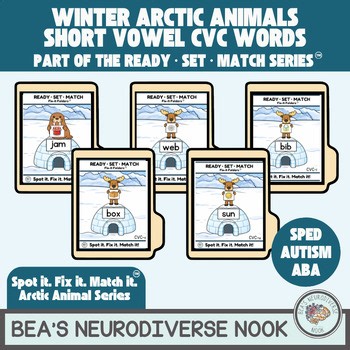Winter Short Vowel CVC Words | Phonics File Folder Activity Autism & SPED