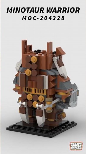 LEGO Minotaur Warrior Brickhead MOC #204228 - Build Animation Time Lapse
