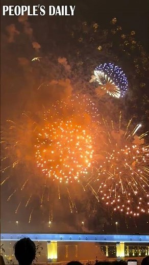 A spectacular drone light show and a breathtaking fireworks were displayed in S China's Macao.