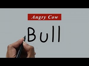 how to draw an angry cow from just the word BULL very easy step by step || art video