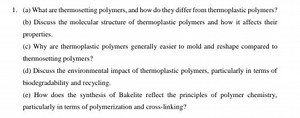 (a) What are thermosetting polymers, and how do they differ fro... | Filo