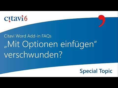 Citavi 6 Word Add-in: "Mit Optionen einfügen" verschwunden? (4.2)