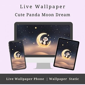 Kawaii Panda Moon Dream Wallpaper | Night Sky Animated (digital Download) - Etsy
