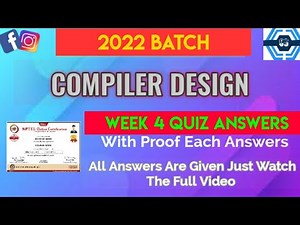 Compiler Design | Week 4 Answers 2022 | NPTEL | SWAYAM |