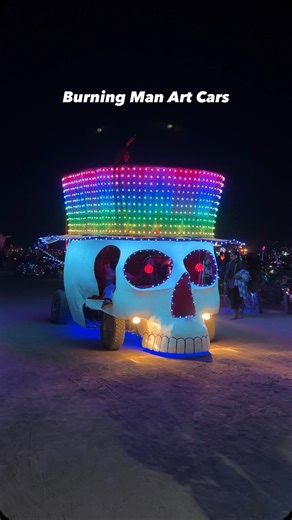 Kyle Huber on Instagram: "People are so creative! 🔥 Burning Man art cars roaming the playa at night. 🤩 Which one are you hopping on? #burningman #burningmanart #burningmanartcars #creativity"