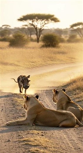 warthog running from lions funny