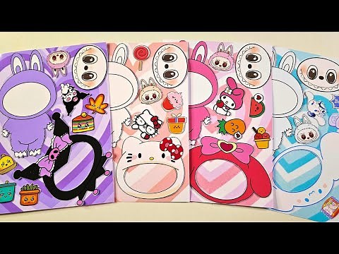 Decorate with Sticker Book LABUBU x SANRIO (KUROMI, MY MELODY, HELLO KITTY, CINNAMOROLL) | DIY Paper