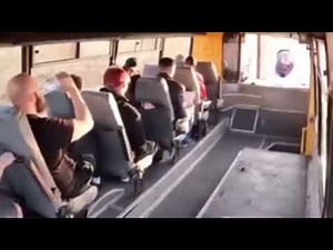 Guy flying through bus with angry birds theme
