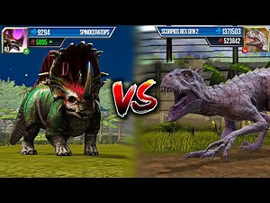 SCORPIOS REX GEN 2 vs SPINOCERATOPS LEVEL 999 | Jurassic World: The Game