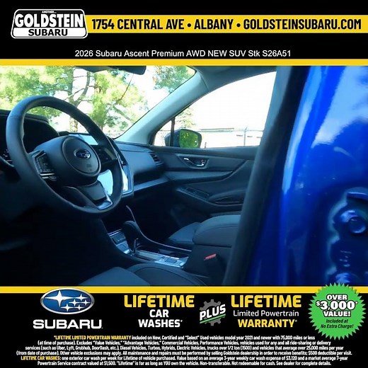 2026 Subaru Ascent Premium AWD NEW SUV Stk S26A51