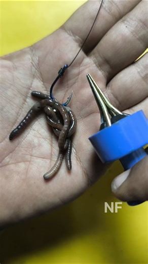Tutorial on how to install fishing bait on a hook using tools #shorts #fishing