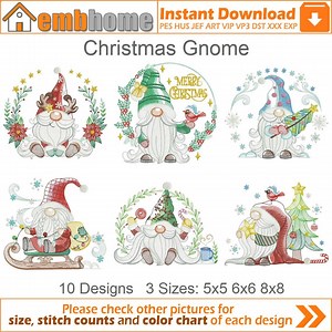 Christmas Gnome Machine Embroidery Designs Instant Download 5x5 6x6 8x8 Hoop 10 Designs APE3391 - Etsy