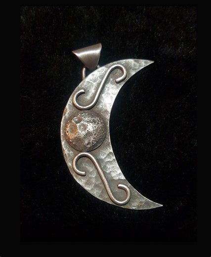 Crescent Moon Pendant, Sterling Silver, Artisan Made, Gothic Witch, Brutalist Jewelry - Etsy