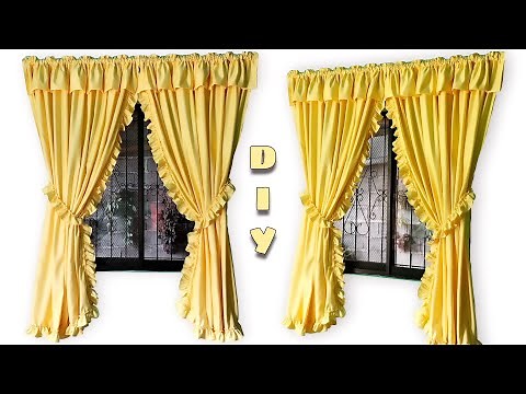 A Simple Ruffled Curtain In Yellow | How To Make A Simple Curtain | Full Tutorial For Beginners