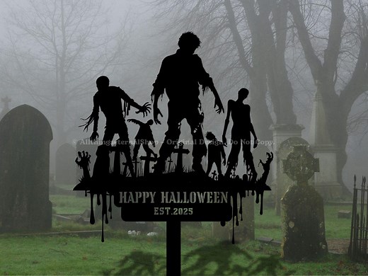 Custom Halloween Zombie Metal Art Sign: Spooky Outdoor Horror Decor - Etsy
