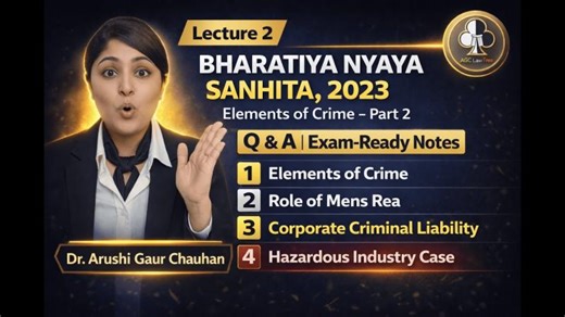 L-2 | Elements of Crime(Part 2) | Crime Strict Liability | BNS 2023 | Q A Notes #bns #lawtree #law | Dr. Arushi Gaur Chauhan