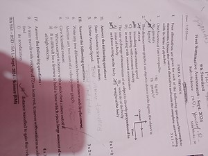 9th StandardFirst Summative Assessment - Sept. 2024Sub: Scien... | Filo