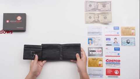 Alpine Swiss Mens Wallet for Men RFID Protected Leather Mens Wallet Spencer Bifold Divided Bill Section Gift Box 2 ID Windows 14 Card Storage Pockets