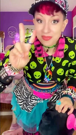 Super colorful scenecore outfit with Punk Addict Belts