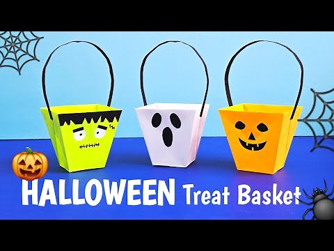DIY Paper Halloween Basket 🎃 | Easy Spooky Craft | Halloween Treat Basket