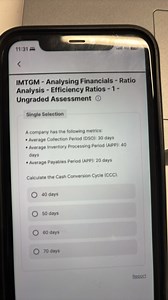 A company has the following metrics:Average Collection Period ... | Filo