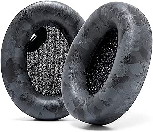 WC Wicked Cushions Extra Thick Earpads for Sony WH1000XM4 Headphones - Soft PU Leather Cushions, Luxurious Noise Isolating Memory Foam, Added Thickness Without Disabling On/Off Sensor | Black Camo