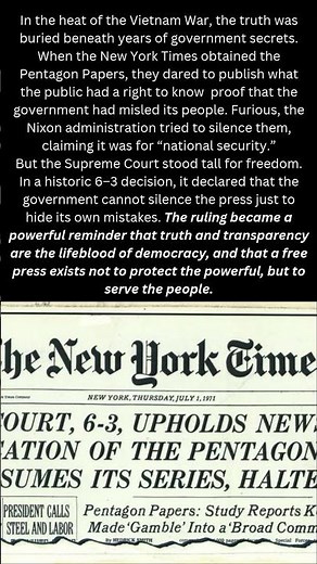 The Case That Defended the Truth: New York Times v. United States (1971) #shorts #history #justice