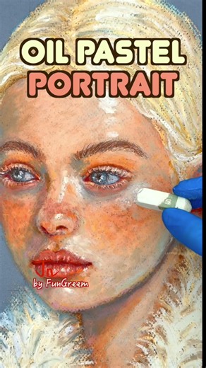 Oil Pastel Portrait #oilpastel #oilportrait #oilpastelportrait #pastelportrait #drawingprocess