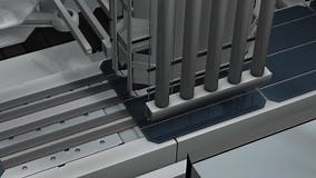 Solar panel production assembly line.