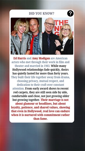 73K views · 1K reactions | Ed Harris and Amy Madigan are American...