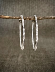 Large Silver Diamond Hoops, Cubic Zirconia Hoop Earrings, Inside Out Diamond Hoop Earrings, Thin Diamond Hoops, Oversized Pave CZ Hoops - Etsy