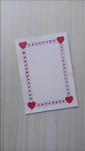 Heart Corner Border Design | Love Theme Frame Art/6 easy border design/file/Priyanka Gunwal #shorts