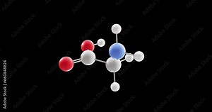 Glycine molecule, rotating 3D model of proteinogenic amino acid, looped video with alpha channel