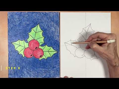 How to Draw Holly Leaves & Berries