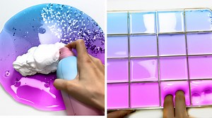 Schuimende glitter slime of gradient blokken, wat fijner?
