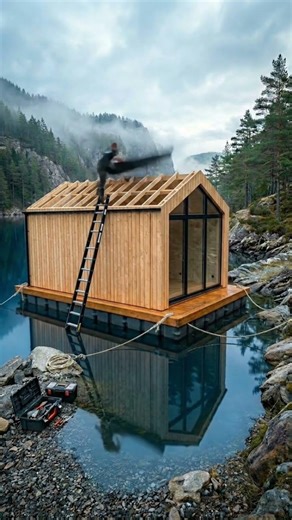 Building a Luxury Floating Cabin on a Scandinavian Fjord Lake… Would you live here? 🌊🏔️