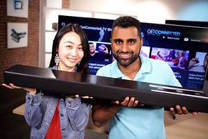 The Samsung Sound Soundbar HW MS650 works seamlessly with Samsung TVs and is future-proof with WiFi, USB and Bluetooth connectivity. For more info: http://amzn.to/2z5tAK0 | GetConnected