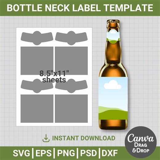Beer Label Blank Template, Editable, Bottle Beer Neck Label Template, Bottle Neck Label Svg, Cricut, Png, Canva, Drag & Drop - Etsy UK