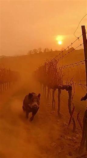 Boar Charges Through Fence in Dust Storm! Farm Cam Footage!