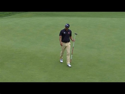 Adam Scott’s long-distance putt horseshoes the cup at Barclays