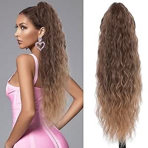 Ponytail Extension Long Curly Wig Pony Tails Hair Extensions Ponytail Claw for Women Synthetic Ponytail Hair Extension Clip in Hairpiece for Daily Use 26 Inch