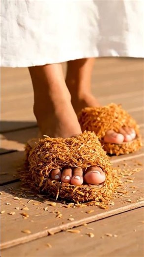 ASMR: Slipping into Sandals Made from Coconut Flakes, Bananas, Mint & Other Surprising Materials!