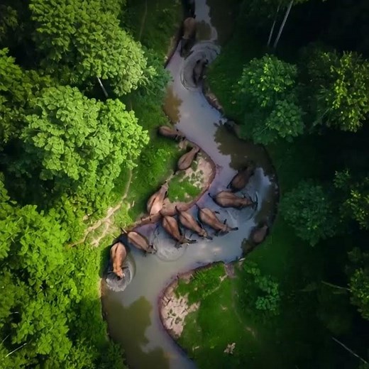 Incredible Drone Footage of Wild Elephants #elephant #shortsfeed #shorts #short #shortsfeed