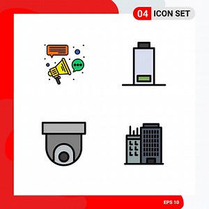 Download 4 Creative Icons Modern Signs and Symbols of advertising cctv campaign multimedia video Editable Vector Design Elements for free