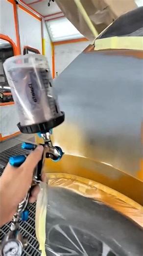 Panel Painting Work Tool Using Spray Gun Inside Paint Booth #worktool