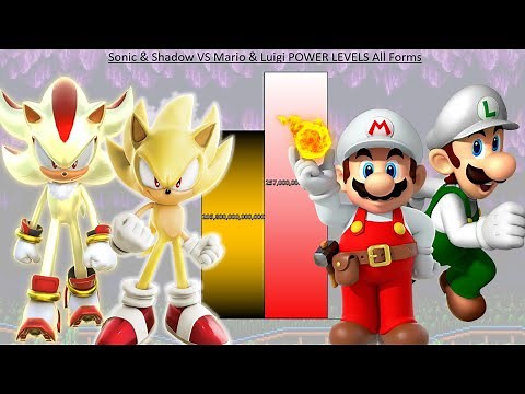 Sonic & Shadow VS Mario & Luigi POWER LEVELS All Forms - Sonic The Hedgehog / The Super Mario Bros.