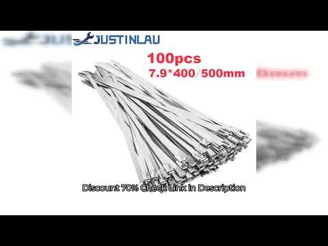 100Pcs Width 7.9mm Stainless Steel Zip Tie Exhaust Wrap Coated Locking Cable Ties Multi-Purpose Lock