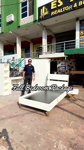 Complete Bedroom Furniture Set: Single Bed, Side Table, Cupboard, Study Table, Book Rack