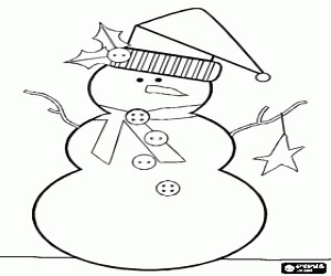 Snowman in winter coloring page printable game