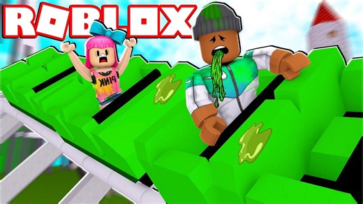 Riding a roller coaster in Roblox